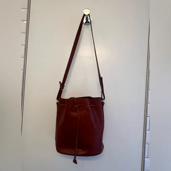Sezane Farrow cognac leather bucket purse large - Picture 3 of 7